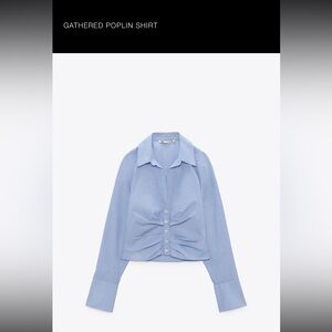 Zara // gathered poplin shirt [summer button down] xs